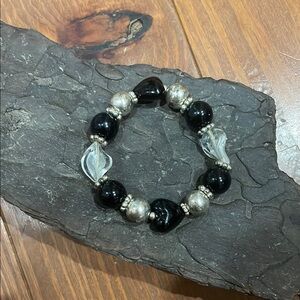 Sophisticated Black and Silver Beaded Bracelet
